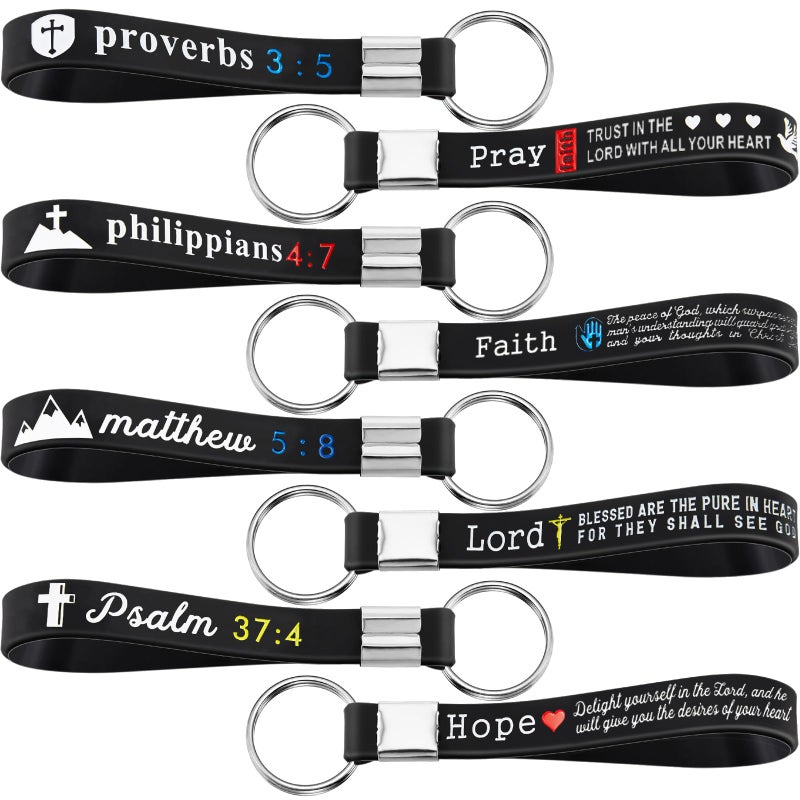 Sureio 24 Pcs Christian Bible Keychains with Scripture Inspirational Religious Keychains Verses Church VBS Gift (Dark Colors) - Image 1
