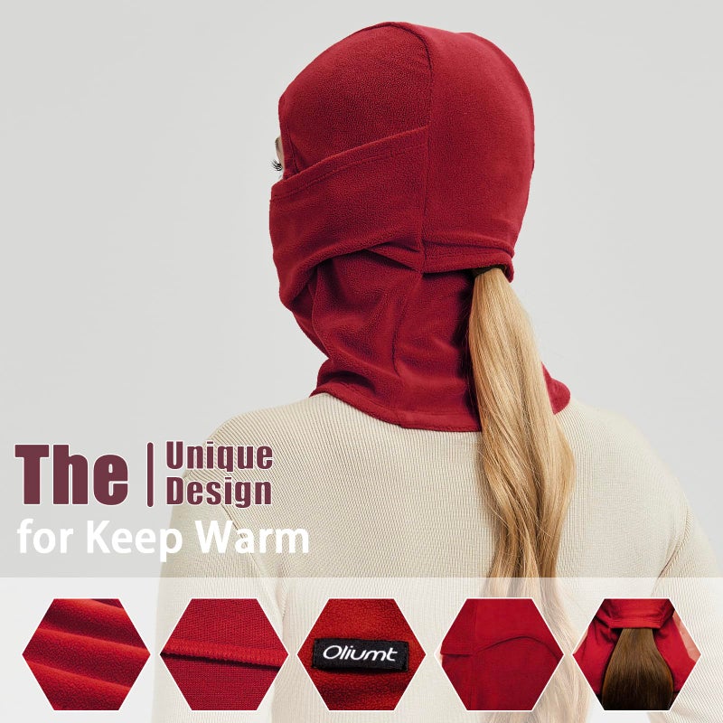 Oliumt Balaclava Ski Mask Winter Waterproof Face Mask for Men Women Cold Weather Gear Skiing Snowboarding Neck Gaiter (US, Alpha, One Size, red) - Image 2