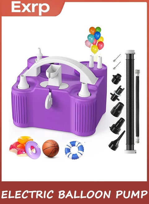 4-in-1 Electric Balloon Pump for All Balloons, Inflatables, and Sports Balls, Triple Inflating Ports for Latex Foil 260q Mylar Balloon, Inflator Deflator for Air Beds Pool Floats Yoga Balls