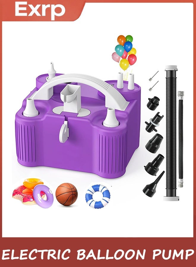 Exrp 4-in-1 Electric Balloon Pump for All Balloons, Inflatables, and Sports Balls, Triple Inflating Ports for Latex Foil 260q Mylar Balloon, Inflator Deflator for Air Beds Pool Floats Yoga Balls - Image 1