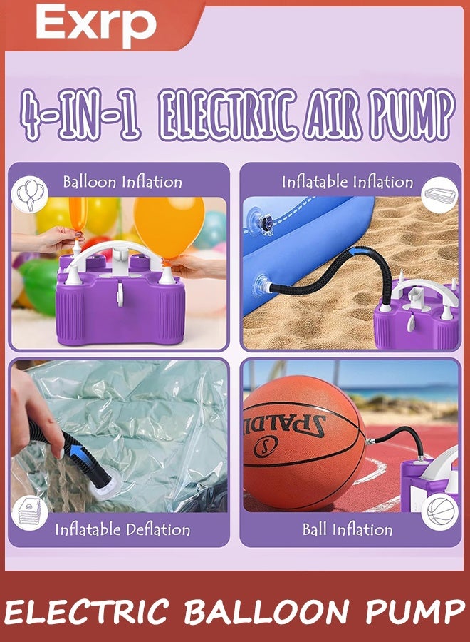 Exrp 4-in-1 Electric Balloon Pump for All Balloons, Inflatables, and Sports Balls, Triple Inflating Ports for Latex Foil 260q Mylar Balloon, Inflator Deflator for Air Beds Pool Floats Yoga Balls - Image 5