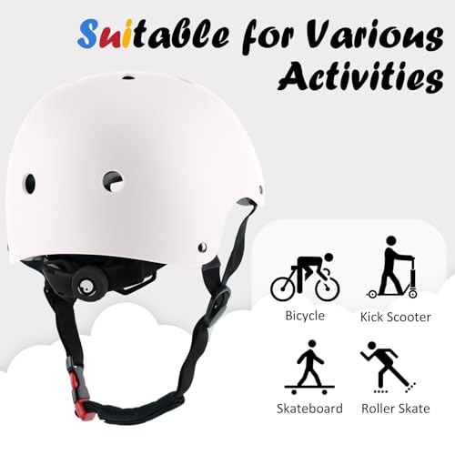 Ouwoer Kids Bike Helmet, Adjustable and Multi-Sport, from Toddler to Youth, 3 Sizes (Snow) - Image 4