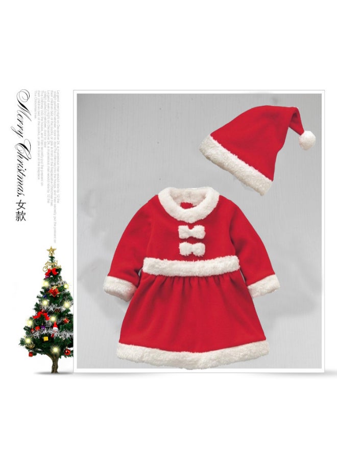 Ciao Children's Christmas Clothes (Girls) – Kids Santa Dress with Hat, Red Velvet Christmas Outfit with White Trim, Size 120 cm (6–7 Years) - Image 2