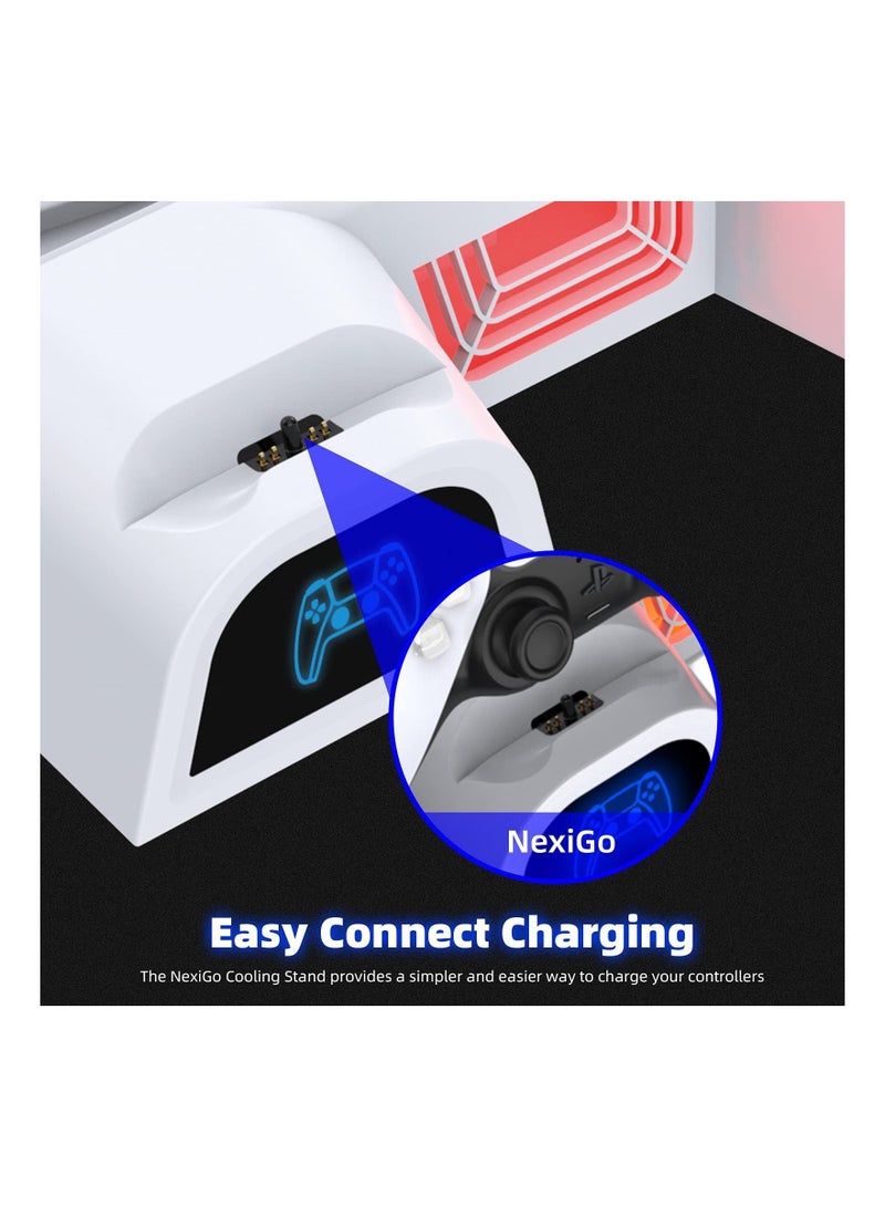 Y&D Gaming Console Cooling Charging Dock for PS 5 with Headphone 10 Disc 2 Handles Gamepads Stand Rack Digital Edition Dual Controller Charger AC Adapter 3-Level Adjustable Speed Fan [video - Image 2