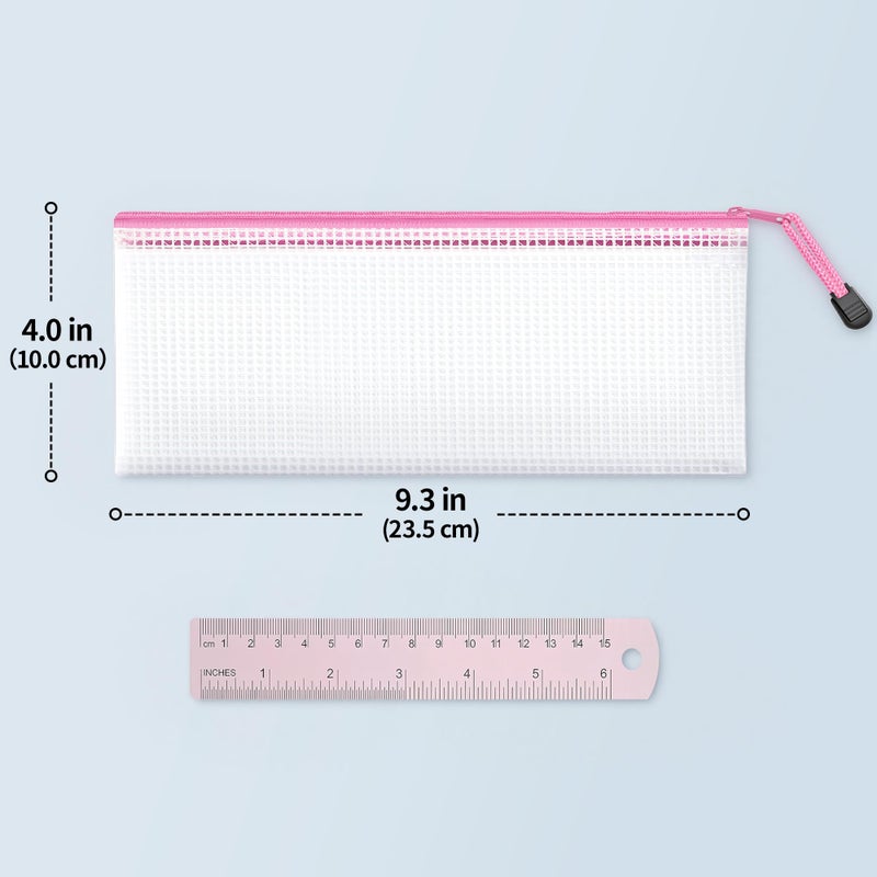 JARLINK 24 Pack A6 (9.3 Ã— 4.0 in) Mesh Zipper Pouch Bags, Waterproof Pencil Pouch for School Supplies Storage, Small Zipper Pouches for Cash, Cosmetics, Travel Organization, 8 Colors - Image 2