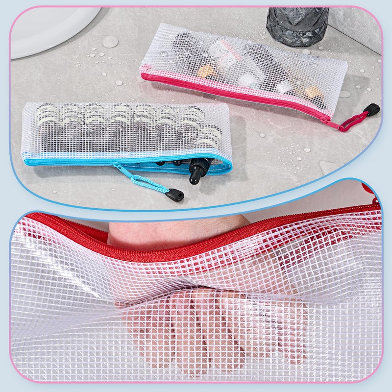 JARLINK 24 Pack A6 (9.3 Ã— 4.0 in) Mesh Zipper Pouch Bags, Waterproof Pencil Pouch for School Supplies Storage, Small Zipper Pouches for Cash, Cosmetics, Travel Organization, 8 Colors - Image 5
