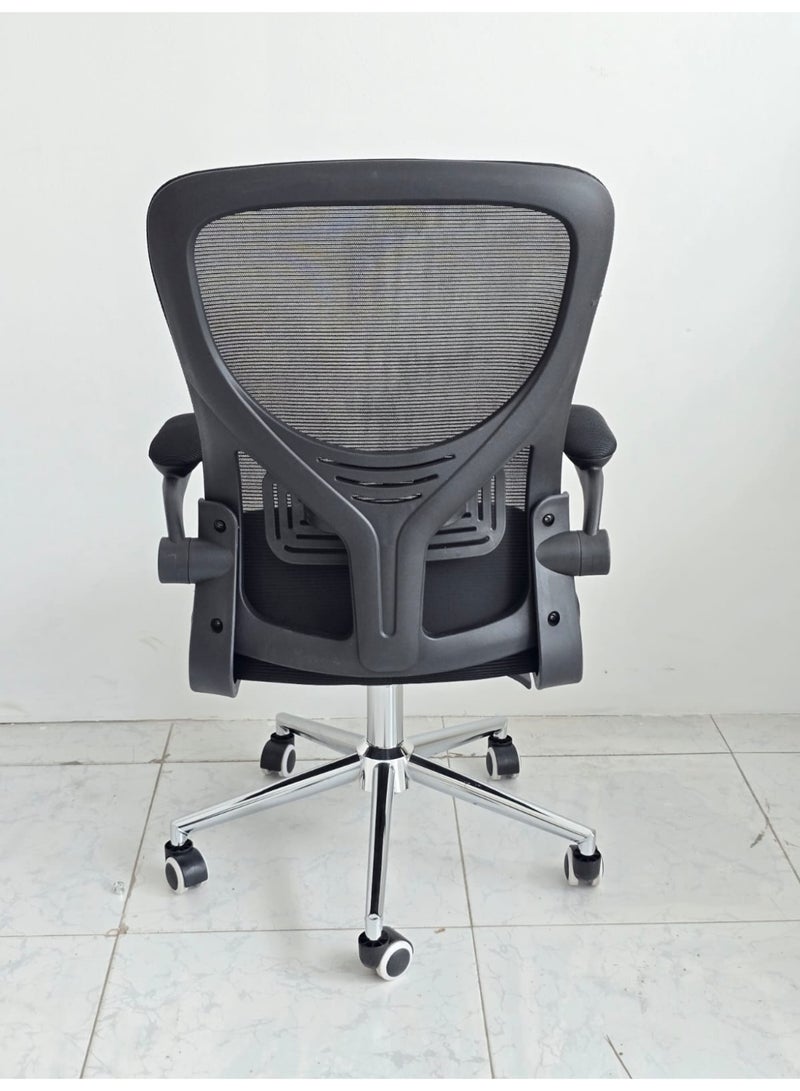 مالتي هوم فيرنيتشر كرسي مكتب شبكي مريح مع مساند ذراع قابلة للتعديل ودعم أسفل الظهر - كرسي كمبيوتر تنفيذي دوار بعجلات MH-271 أسود - Image 5