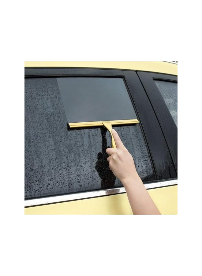 Green Tiger All-Purpose Stainless Steel Shower Squeegee for Shower Doors with Adhesive Hooks, Bathroom Cleaner Tool Household Window Mirror Squeegee for Home Cleaning, Glass Door, Tile Wall, Car, 25.5cm (Gold) - Image 4