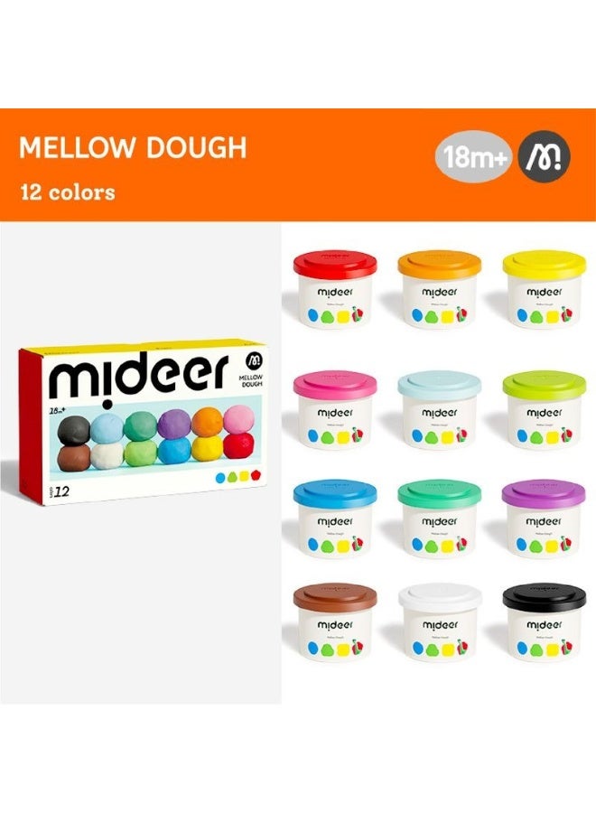 Mideer Mellow Dough 12 Colors Set – Soft Natural Modeling Dough for Kids & Toddlers 18 Months+, Creative Sensory Play Dough Kit for Art Craft, Fine Motor Skill Development Toy - Image 1