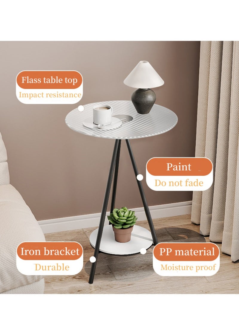 XiuWoo Nordic Style Luxury Round Coffee Table with Temperd Glass and Premium Metal Round Mini Coffee Table Sofa Side Table End Table For Home Living Room Bedroom Study Room Office Balcony - Image 4