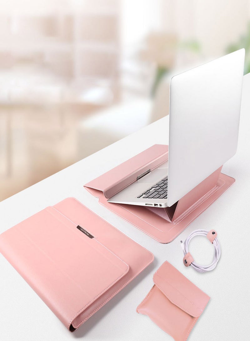 13/14 Inch 3 in1 Laptop Sleeve Case Waterproof PVC Foldable Stand Wrist Rest Protective Notebook Cover Bag - Image 2