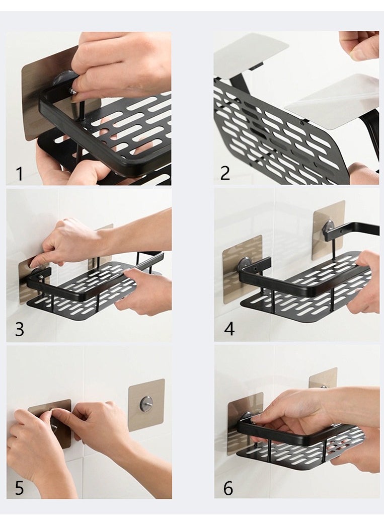 Arabest 2 Pack Bathroom Shower Rack Corner Shower Storage Rack Anti-Rust Bathroom Shower Storage Basket Wall Organizing Storage Rack Bathroom Basket  - Image 5