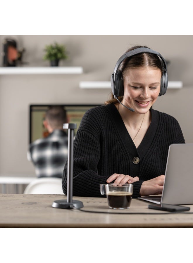 Onanoff Fokus+ Wireless Noise Cancelling Headphones w/ Charging Stand, 50Hrs Battery Life, Superior Audio, HearThru/Fokus/Music Modes, Auto On/Off, for Work, On-line Class, Podcasts, Calls - Grey - Image 4