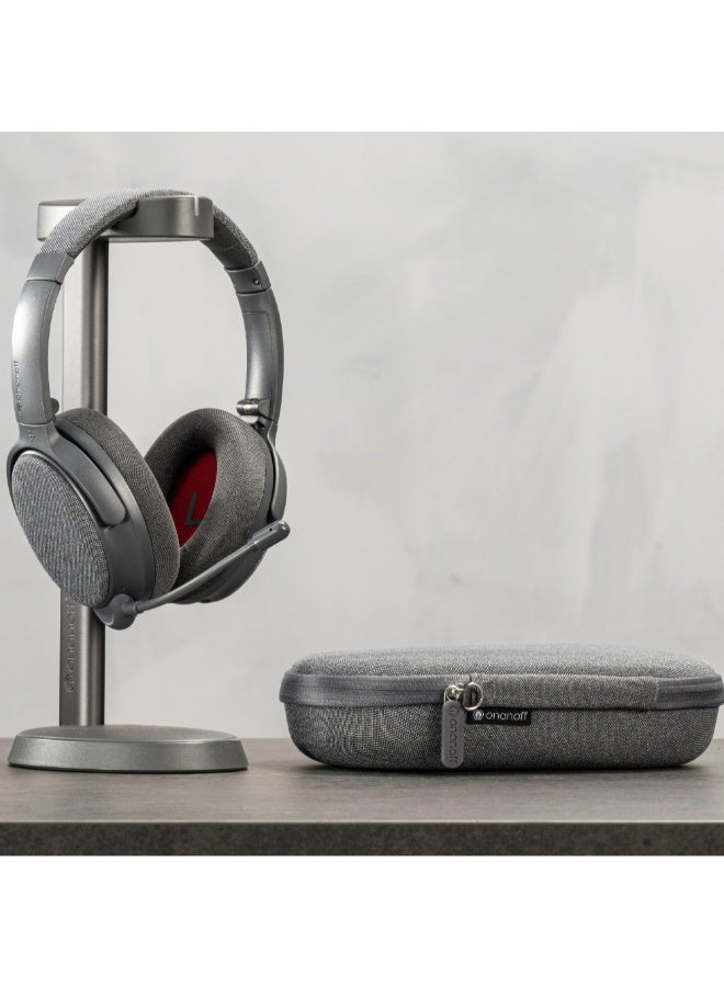 Onanoff Fokus+ Wireless Noise Cancelling Headphones w/ Charging Stand, 50Hrs Battery Life, Superior Audio, HearThru/Fokus/Music Modes, Auto On/Off, for Work, On-line Class, Podcasts, Calls - Grey - Image 3