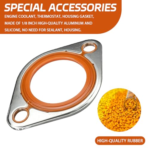 SWQS Thermostat Water Neck Housing Gasket - 1/8" Aluminum Carrier with Molded Silicone Insert, Reusable Thermostat Housing Seal Replacement for Chevy SBC BBC 265-500 Engines Water Pump Gasket(Orange) - Image 4