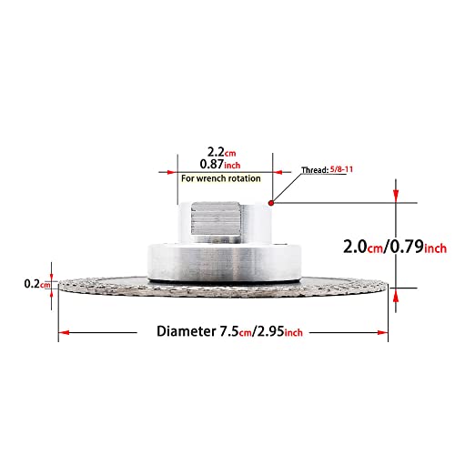 SUBRILLI 3 Inch Diamond Saw Blade Turbo Segment Carving Cutting Disc with Removable 5/8-11 Thread for Stone Granite Tiles - Image 4
