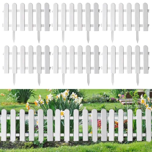 HASTHIP® 6Pcs Garden Fence Outdoor Border 50x30cm Connectable Plant Partition Fences Decorative White PVC Garden Fence Decor for Flower Bed, Garden, Green House, Porch - Image 1