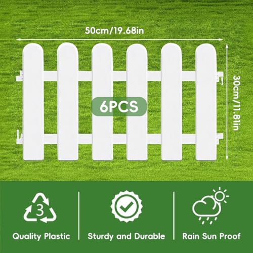 HASTHIP® 6Pcs Garden Fence Outdoor Border 50x30cm Connectable Plant Partition Fences Decorative White PVC Garden Fence Decor for Flower Bed, Garden, Green House, Porch - Image 3