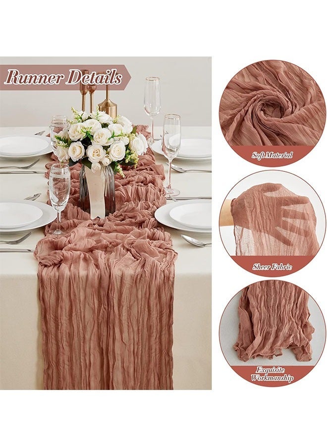 فلاي رود مفرش طاولة شفاف من Chessian لتزيين حفلات استقبال الزفاف وحفلات الزفاف، قطعة مركزية للطاولة، 90*340 سم، لون قرمزي - Image 3