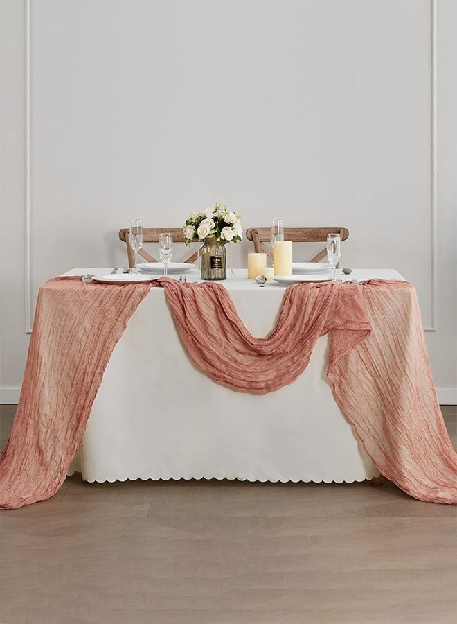 فلاي رود مفرش طاولة شفاف من Chessian لتزيين حفلات استقبال الزفاف وحفلات الزفاف، قطعة مركزية للطاولة، 90*340 سم، لون قرمزي - Image 5