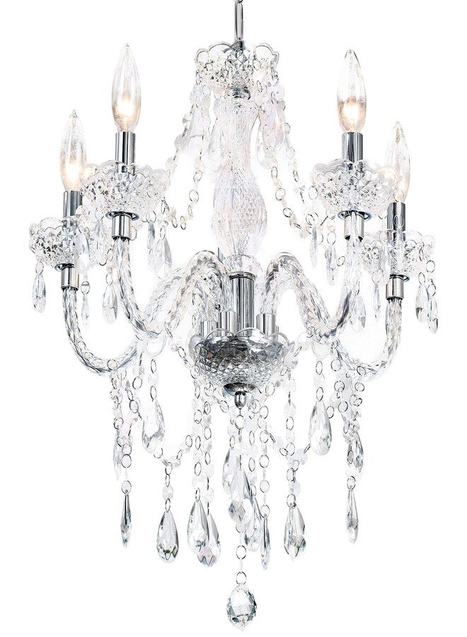PAPAYA Crystal Chandeliers Clear Chandelier 5-Light Modern Pendant Ceiling Lighting Fixture with Acrylic Crystals & Beads for Girls Room,Living Room,Kitchen Island,Entryway - Image 1