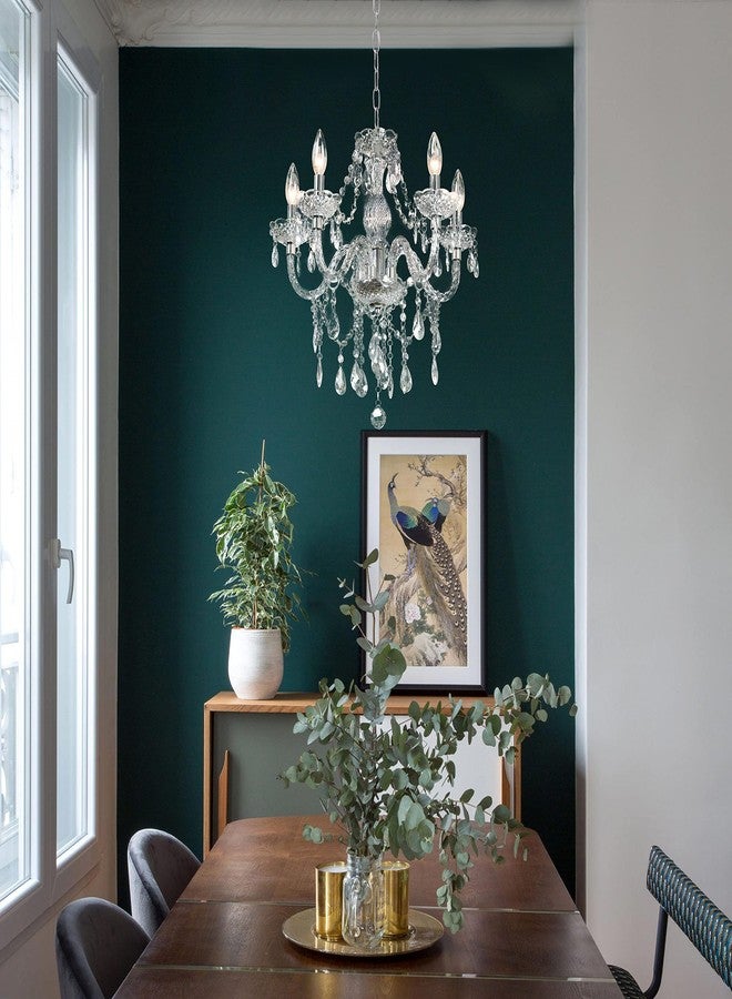 PAPAYA Crystal Chandeliers Clear Chandelier 5-Light Modern Pendant Ceiling Lighting Fixture with Acrylic Crystals & Beads for Girls Room,Living Room,Kitchen Island,Entryway - Image 4