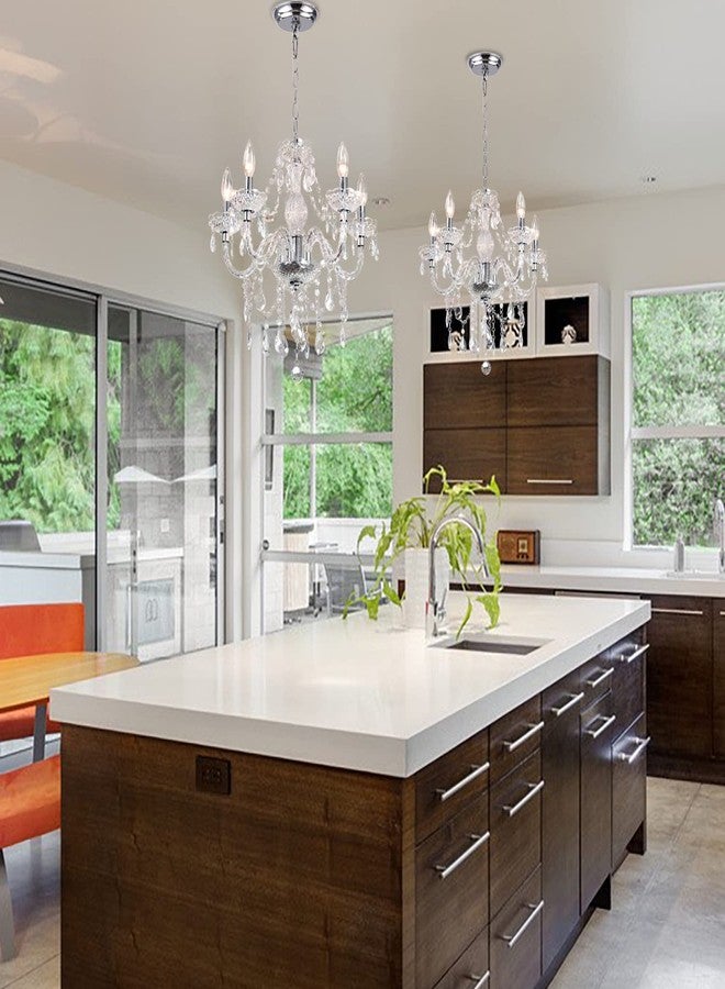 PAPAYA Crystal Chandeliers Clear Chandelier 5-Light Modern Pendant Ceiling Lighting Fixture with Acrylic Crystals & Beads for Girls Room,Living Room,Kitchen Island,Entryway - Image 5