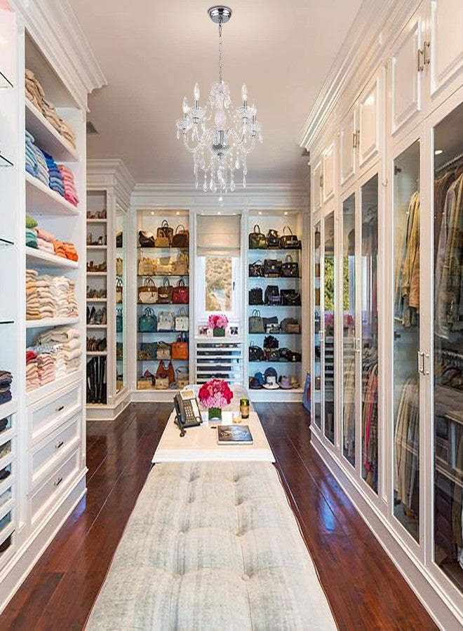 PAPAYA Crystal Chandeliers Clear Chandelier 5-Light Modern Pendant Ceiling Lighting Fixture with Acrylic Crystals & Beads for Girls Room,Living Room,Kitchen Island,Entryway - Image 3