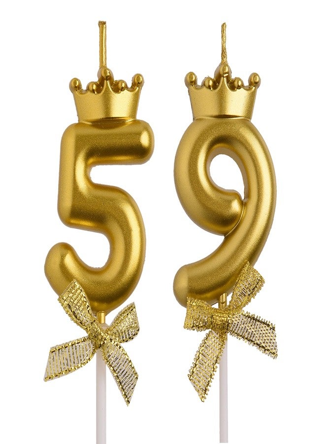 شموع عيد ميلاد AOOLADA للذكرى 59 و95، شموع ذهبية لتزيين كعكة عيد الميلاد برقم 95 و59 عامًا، هدايا زينة حفلات عيد الميلاد للنساء والرجال - Image 1