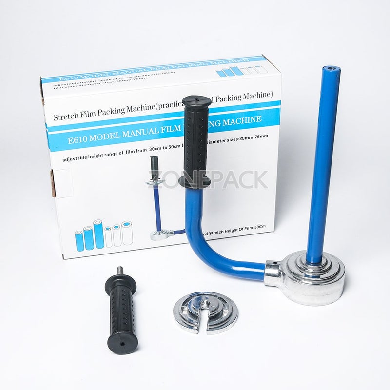 ZONEPACK Manual Stretch Film Wrap Dispenser Holds 12" to 20" Stretch Film Light Weight Pallet Wrapper Stretch Film Packing Machine (Blue) - Image 2