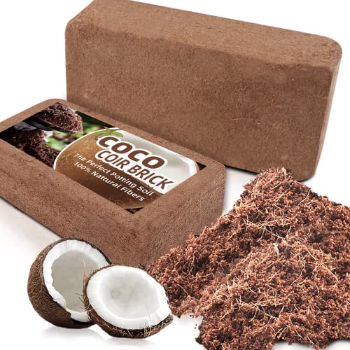CJGQ Coco Coir Brick for Plants, 2 Packs 100% Natural Organic Compressed Coconut Coir Fiber with Low EC & PH Balance, High Nutrition Coconut Soil Coco Fiber for Planting, Herbs - Image 1
