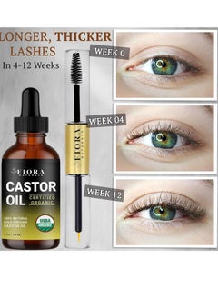 Fiora Naturals Organic Cold Pressed Castor Oil USDA Certified Eyelash and Hair Growth Serum, Hexane-Free, Conditions and Stimulates Growth for Lashes, Brows and Hair  - Image 3
