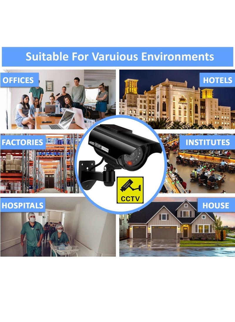 Rubik - Dummy CCTV Security Camera Solar with Flashing LED Light, Adjustable Fake Surveillance Simulation Camera Security Indoor/Outdoor Bullet Camera with LED Light (Black) - Image 1