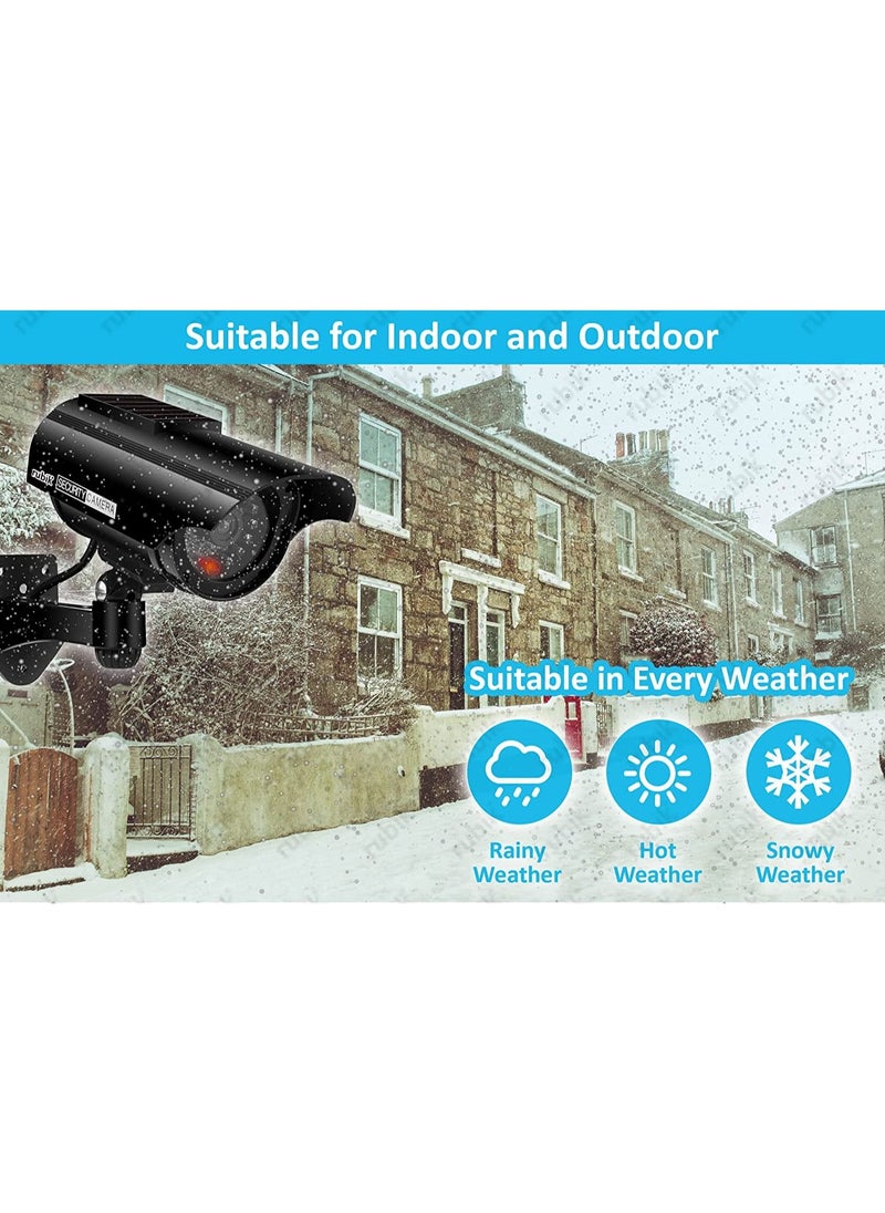 Rubik - Dummy CCTV Security Camera Solar with Flashing LED Light, Adjustable Fake Surveillance Simulation Camera Security Indoor/Outdoor Bullet Camera with LED Light (Black) - Image 1
