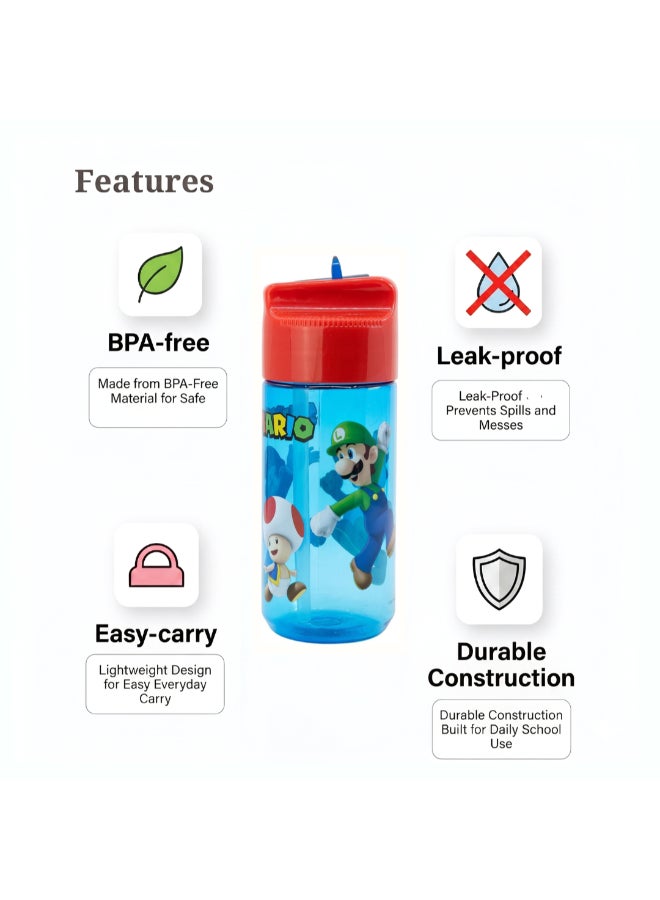 Stor Super Mario Ecozen Hydro Water Bottle for Kids – 430ml BPA-Free Reusable Leak-Proof Drinking Bottle with Flip-Top Lid, Lightweight Durable School Sports Travel Bottle for Boys & Girls - Image 5