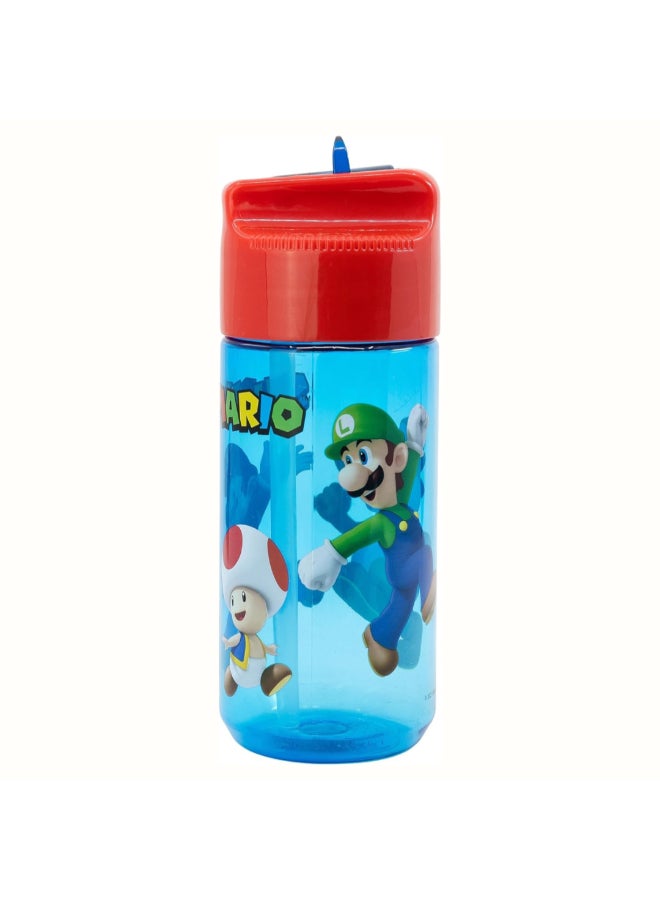 Stor Super Mario Ecozen Hydro Water Bottle for Kids – 430ml BPA-Free Reusable Leak-Proof Drinking Bottle with Flip-Top Lid, Lightweight Durable School Sports Travel Bottle for Boys & Girls - Image 1