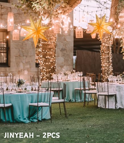 JINYEAH Paper Star Lantern Star Decor 2Pcs Lampshade 7 Pointed Star Hanging Decorations 17.71 Inch for Christmas New Year Wedding Party Holiday Birthday - Image 4