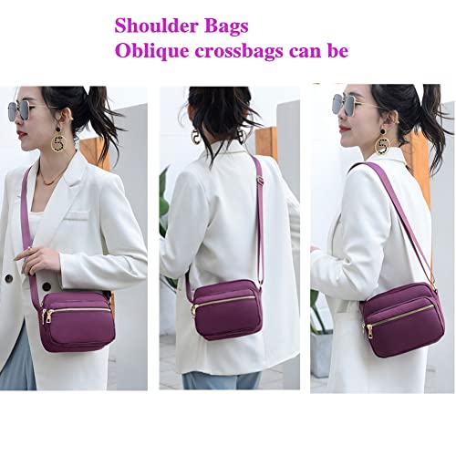 DIHKLCIO Nylon Crossbody Bags for Women Purses and Handbags Women's Casual Messenger Bags Waterproof Black Crossbody Purse (purple) - Image 5