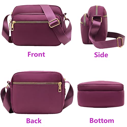 DIHKLCIO Nylon Crossbody Bags for Women Purses and Handbags Women's Casual Messenger Bags Waterproof Black Crossbody Purse (purple) - Image 2
