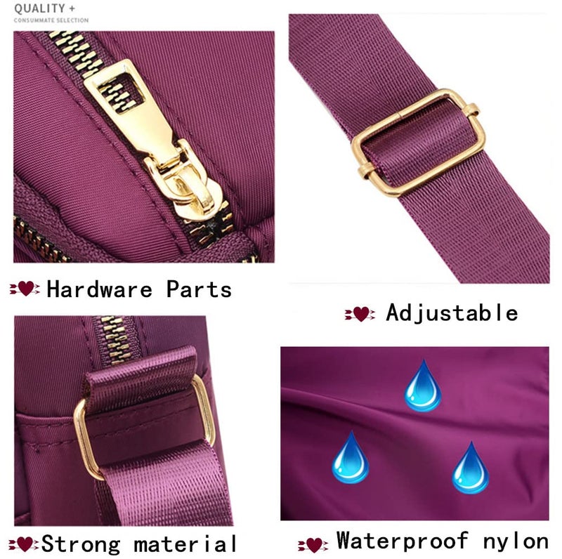 DIHKLCIO Nylon Crossbody Bags for Women Purses and Handbags Women's Casual Messenger Bags Waterproof Black Crossbody Purse (purple) - Image 4