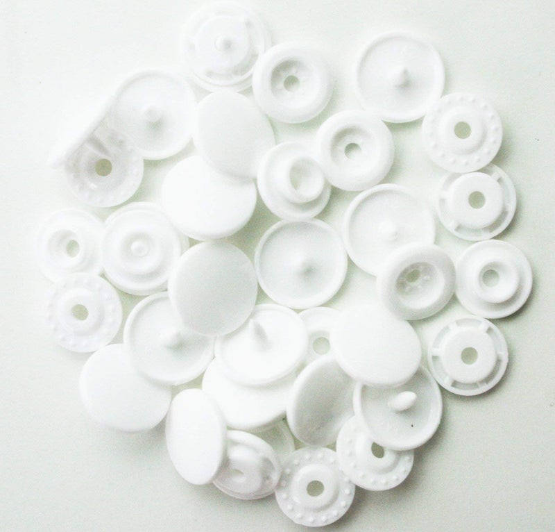 BetterJonny 100 Sets KAM Snaps Buttons, BetterJonny Size 20 T5 Glossy Round Resin Plastic Buttons Fasteners Punch Poppers for Cloth Diaper/Bibs/Towels/Nappies - Image 1