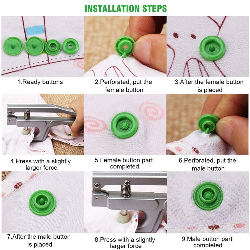BetterJonny 100 Sets KAM Snaps Buttons, BetterJonny Size 20 T5 Glossy Round Resin Plastic Buttons Fasteners Punch Poppers for Cloth Diaper/Bibs/Towels/Nappies - Image 3