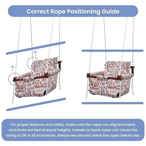 Cherilo Wooden Swing for Kids 6 Months to 5 Years | Indoor Outdoor Hanging Jhula for Kids | Comfortable & Safe Swing with 2 Cushions and Safety Belt | Strong Wooden Frame Swing for Baby - Free Vector - Image 4