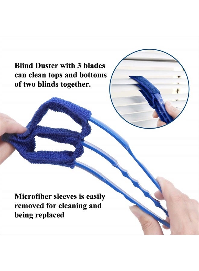 Hiware Window Blind Cleaner Duster Brush with 5 Microfiber Sleeves - Blind Cleaner Tools for Window Shutters Blind Air Conditioner Jalousie Dust - Image 2