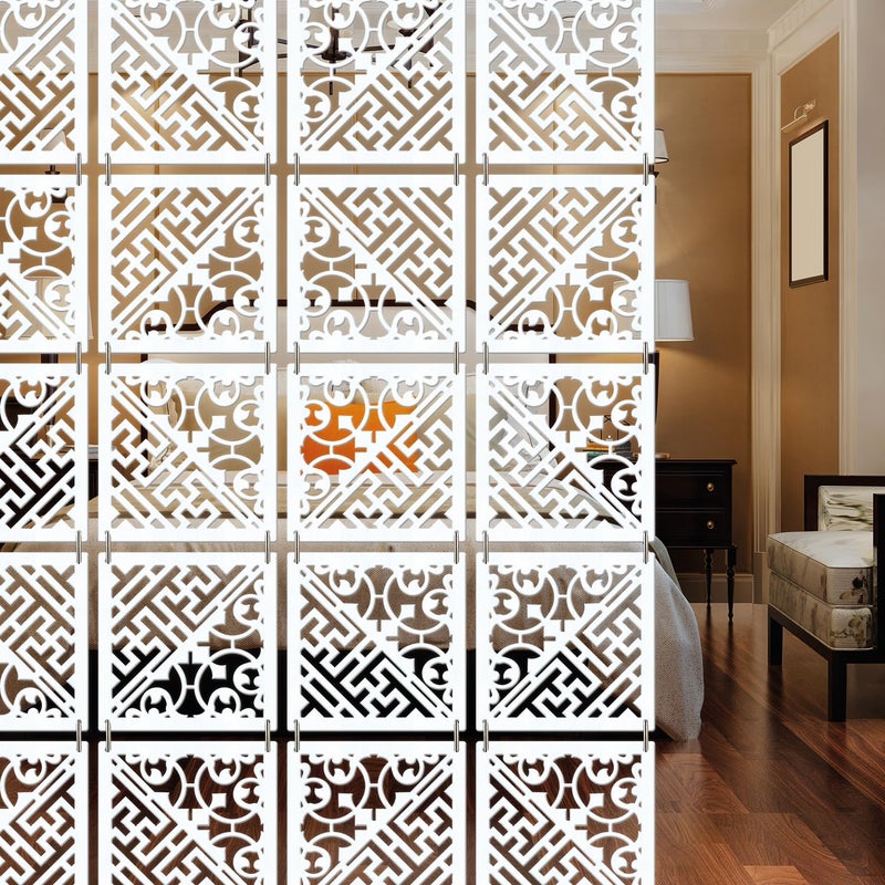 Olive Tree Olive Tree Wooden Room Divider for Living RoomElegant and Modern Hanging StyleScreen Partition for Decorate Bedroom Dining Room Aesthetic Separator for Home 12 Panels 115X115 White8028  - Image 1