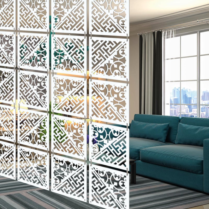 Olive Tree Olive Tree Wooden Room Divider for Living RoomElegant and Modern Hanging StyleScreen Partition for Decorate Bedroom Dining Room Aesthetic Separator for Home 12 Panels 115X115 White8028  - Image 2