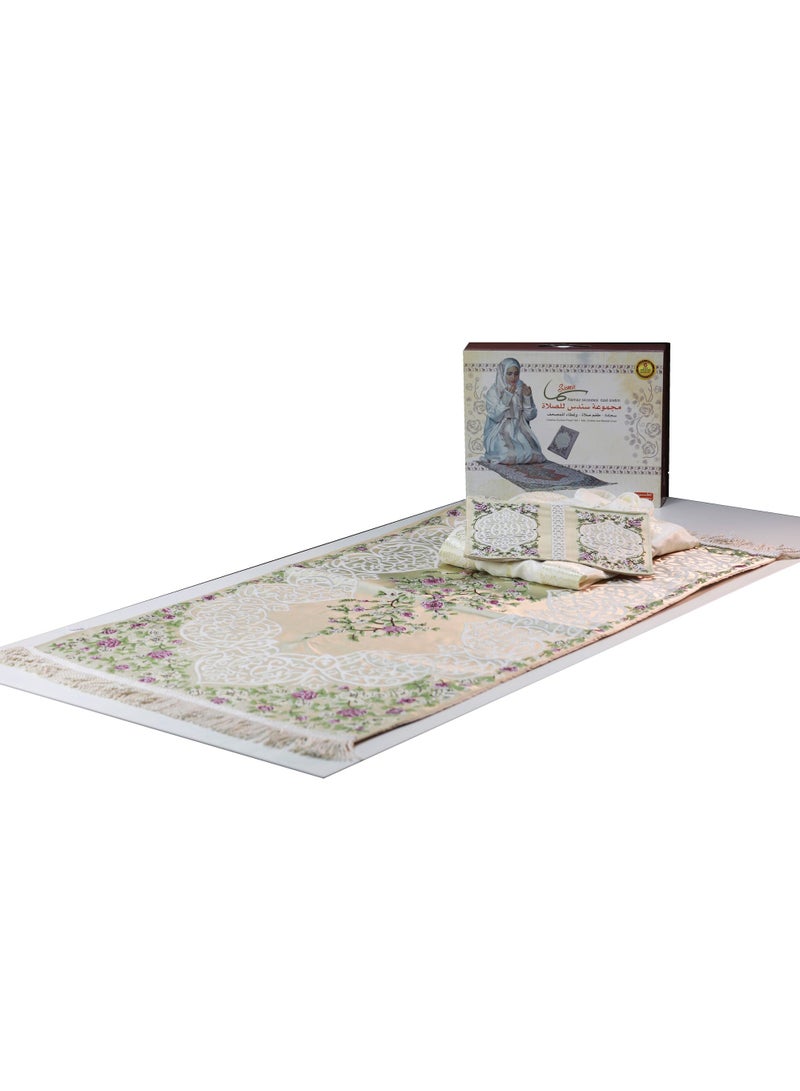 سندس مجموعة الصلاة طقم الصلاة ثوب و سجادة و غطاء للمصحف - Image 2