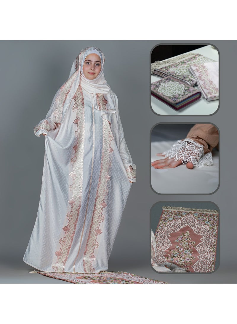سندس مجموعة الصلاة طقم الصلاة ثوب و سجادة و غطاء للمصحف - Image 3