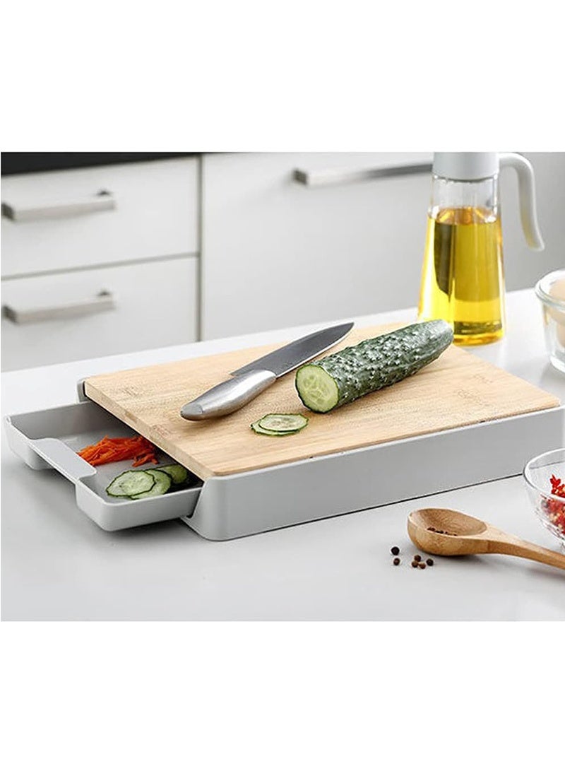 Topyich Cutting Board - Multi-Function Bamboo Chopping Board, Pull-Out Base Tray Anti-Skid Hangable Kitchen Board - Image 5