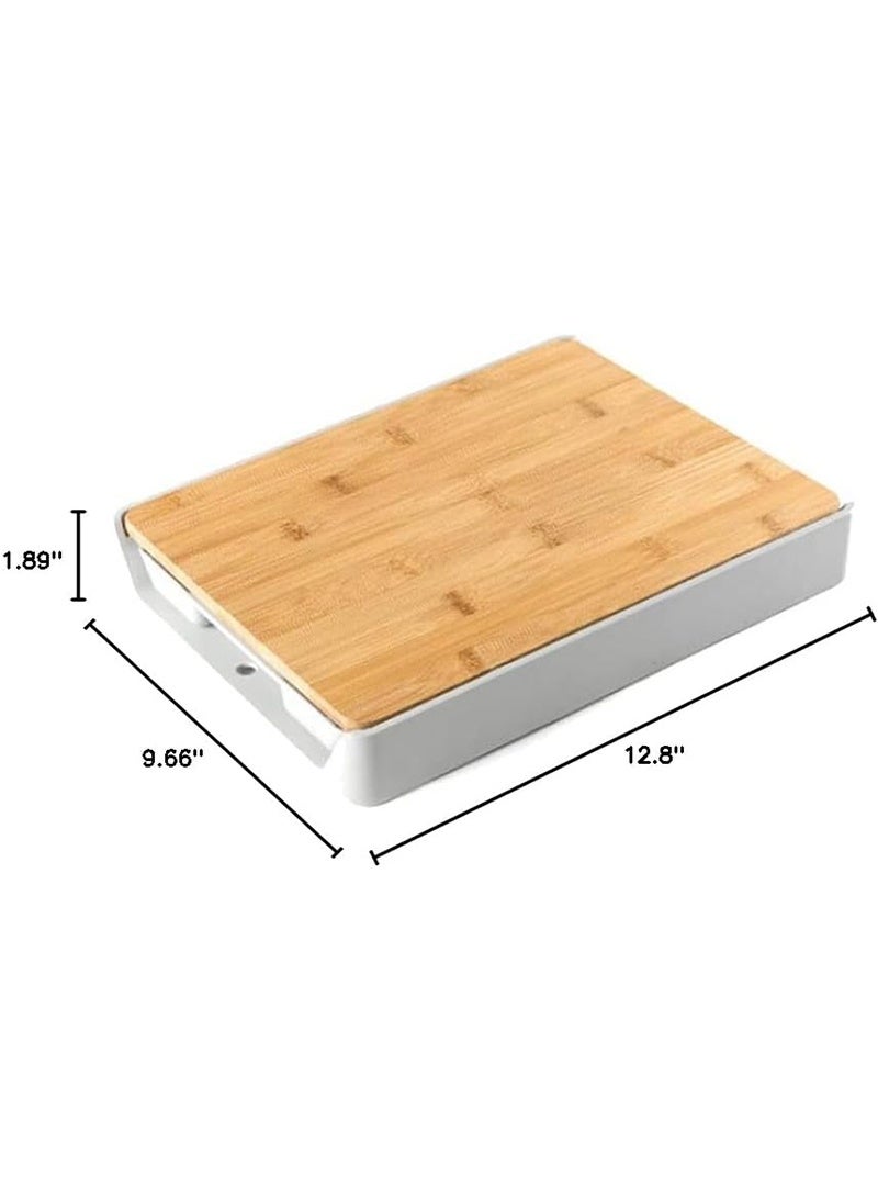 Topyich Cutting Board - Multi-Function Bamboo Chopping Board, Pull-Out Base Tray Anti-Skid Hangable Kitchen Board - Image 2
